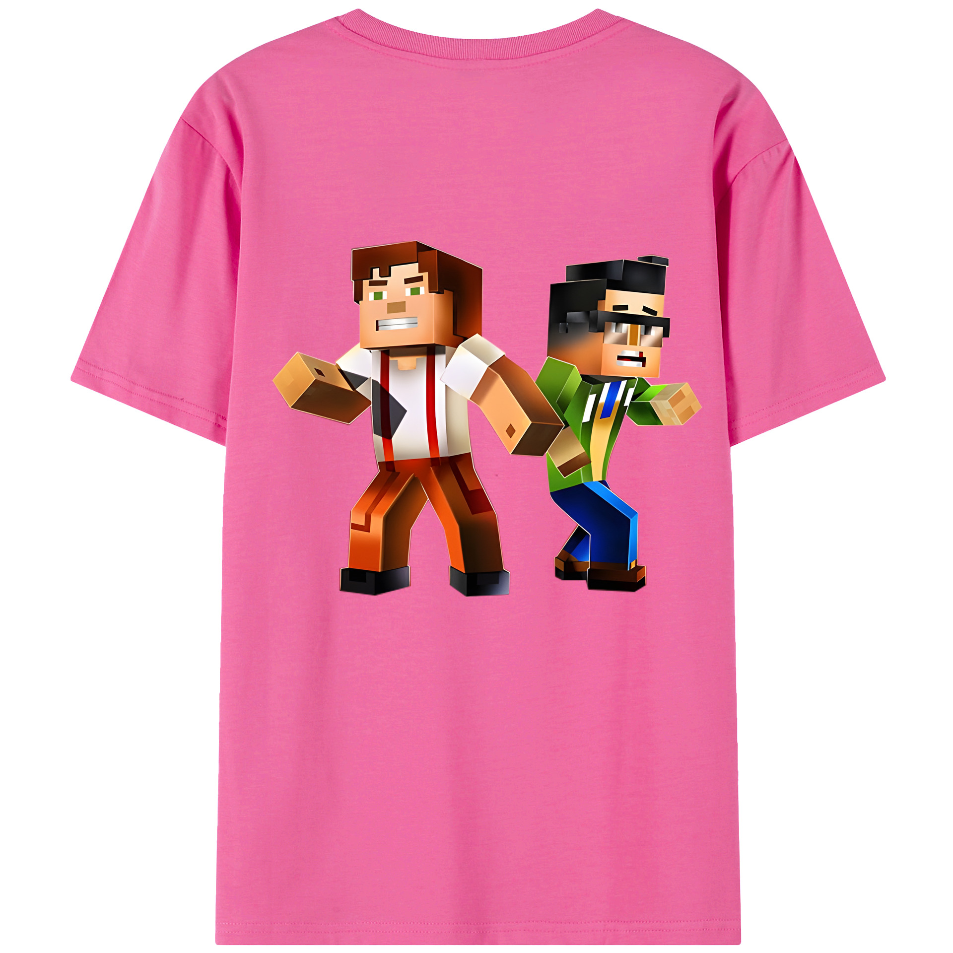 （画像用） マインクラフト ブロックの世界 Minecraft MC Block world レディース半袖Tシャツ(バックプリント)